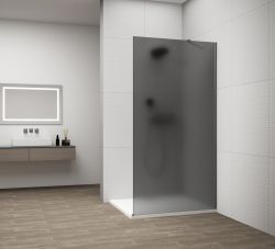 ESCA GUN METAL jednoczęściowa kabina przysznicowa Walk-In, montaż przy ścianie, szkło mat dymione, 800 mm