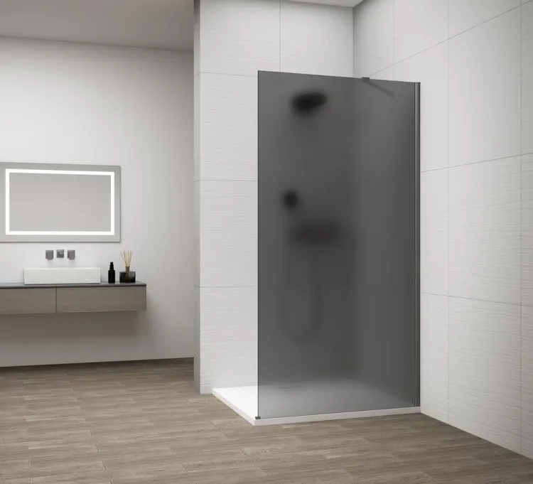 ESCA GUN METAL jednoczęściowa kabina przysznicowa Walk-In, montaż przy ścianie, szkło mat dymione, 1200 mm