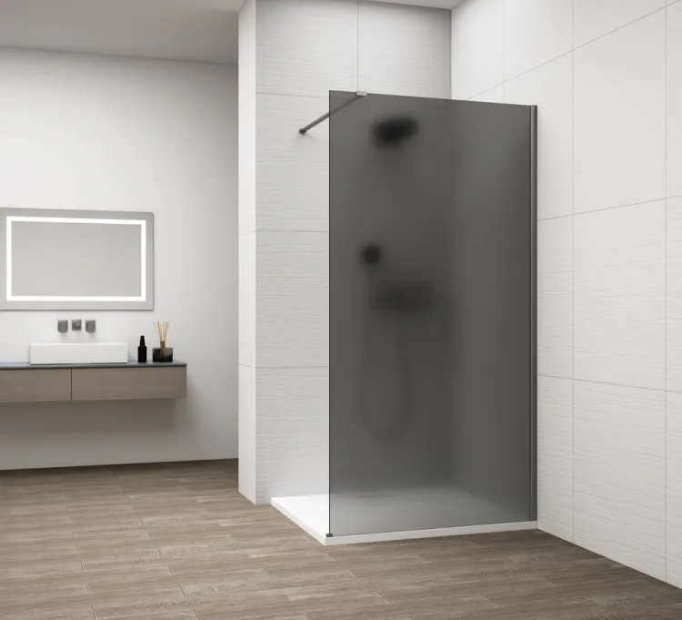 ESCA GUN METAL jednoczęściowa kabina przysznicowa Walk-In, montaż przy ścianie, szkło mat dymione, 1300 mm
