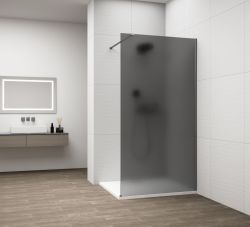 ESCA GUN METAL jednoczęściowa kabina przysznicowa Walk-In, montaż przy ścianie, szkło mat dymione, 1500 mm