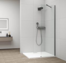 ESCA GUN METAL jednoczęściowa kabina przysznicowa Walk-In, montaż przy ścianie, szkło czyste, 600 mm