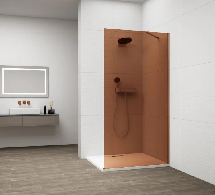 ESCA GUN METAL jednoczęściowa kabina przysznicowa Walk-In, montaż przy ścianie, szkło Marron, 1000 mm