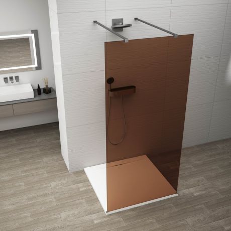 Przejdź do produktu ESCA GUN METAL jednoczęściowa kabina przysznicowa Walk-In, szklo Marron, 1000 mm