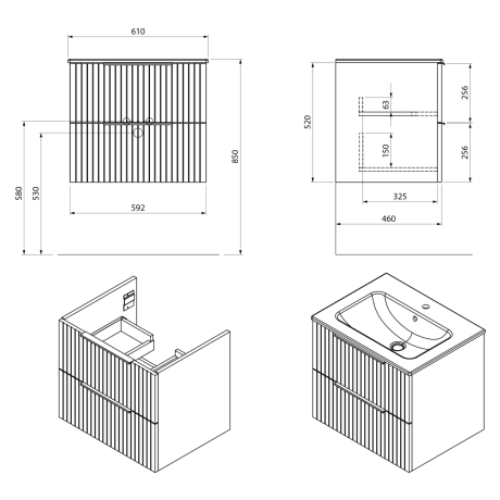 Przejdź do produktu CIRASA STRIP szafka pod umywalkę 59,2x52x46cm, dąb Alabama