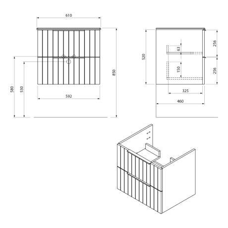 Przejdź do produktu CIRASA STRIP szafka pod umywalkę 59,2x52x46cm, agila