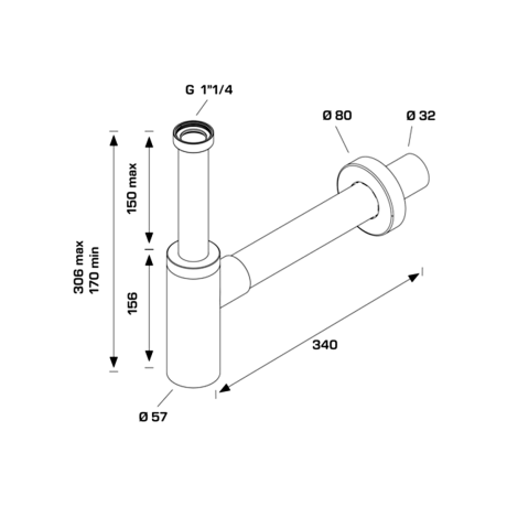 Przejdź do produktu INOXMATER syfon umywalkowy 5/4", odpływ 32mm, stal nierdzewna/chrom