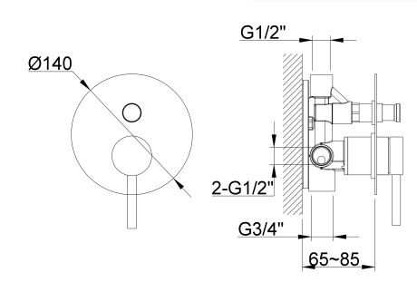 Przejdź do produktu Bateria prysznicowa 2-drożna podtynkowa 14 cm Kohlman Axel QW210AGDB złoto szczotkowane 