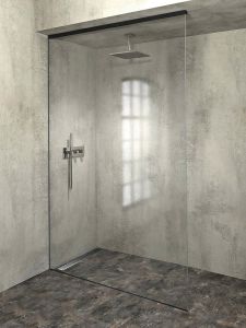 ARCHITEX zestaw do mocowania szkła podłoga-ściana-sufit z listwą spadkową, 1615x2600mm, lewy, czarny mat