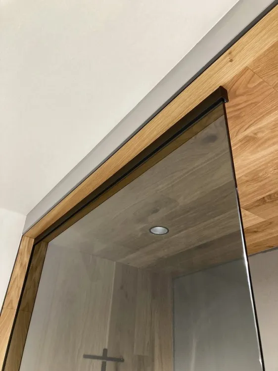 ARCHITEX zestaw do mocowania szkła podłoga-ściana-sufit z listwą spadkową, 1615x2600mm, lewy, czarny mat