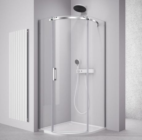 Przejdź do produktu THRON ROUND kabina prysznicowa półokrągła 900x900mm, szkło czyste, prawy