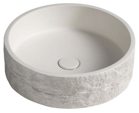 Przejdź do produktu ISPIR betonowa umywalka z odpływem, 40cm, biały piaskowiec