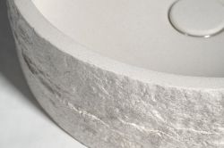 ISPIR betonowa umywalka z odpływem, 40cm, biały piaskowiec