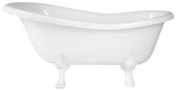 RETRO wolnostojąca wanna 157x76,5x73cm, biała, nogi białe