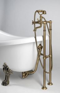 RETRO wolnostojąca wanna 157x76,5x73cm, biała, nogi brąz