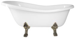 RETRO wolnostojąca wanna 157x76,5x73cm, biała, nogi brąz