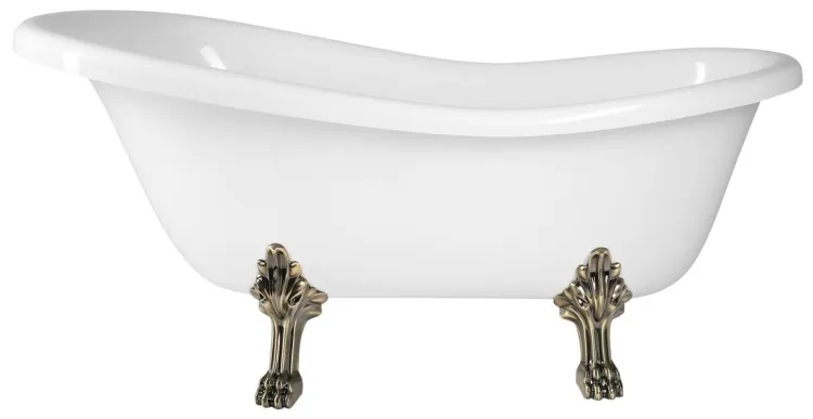 RETRO wolnostojąca wanna 168x76,2x70cm, biała, nogi brąz