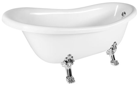 Przejdź do produktu RETRO wolnostojąca wanna 168x76,2x70cm, biała, nogi chrom