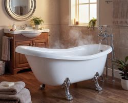 RETRO wolnostojąca wanna 168x76,2x70cm, biała, nogi chrom