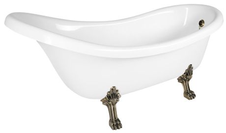 Przejdź do produktu RETRO wolnostojąca wanna 174,5x82x80,5cm, biała, nogi brąz