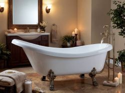 RETRO wolnostojąca wanna 174,5x82x80,5cm, biała, nogi brąz