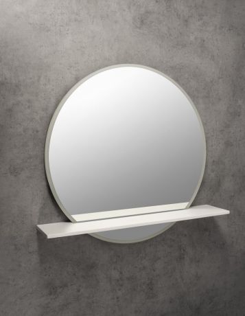 Przejdź do produktu VISO okrągłe lustro z oświetleniem LED, ø 70cm, półką, biały mat