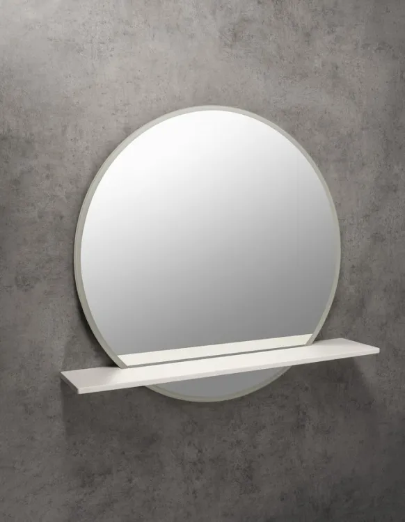 VISO okrągłe lustro z oświetleniem LED, ø 70cm, półką, biały mat