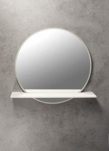 VISO okrągłe lustro z oświetleniem LED, ø 70cm, półką, biały mat