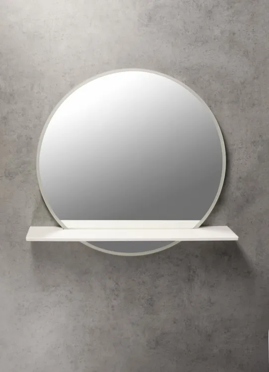 VISO okrągłe lustro z oświetleniem LED, ø 70cm, półką, biały mat