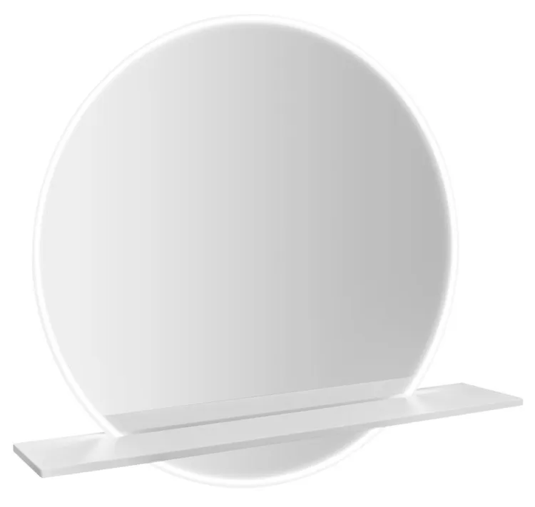 VISO okrągłe lustro z oświetleniem LED, ø 60cm, półką, biały mat