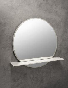 VISO okrągłe lustro z oświetleniem LED, ø 60cm, półką, biały mat