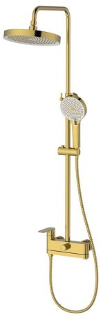 Przejdź do produktu Kolumna prysznicowa z baterią dźwigniową, obrotowym wylewka, złoto mat