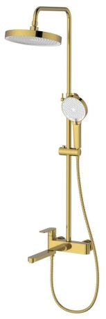 Przejdź do produktu Kolumna prysznicowa z baterią dźwigniową, obrotowym wylewka, złoto mat