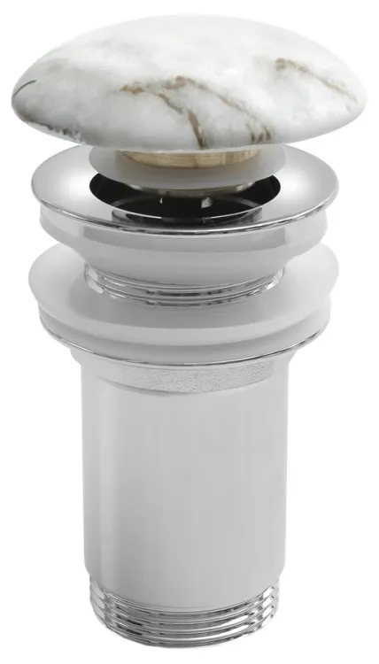 Korek umywalkowy 5/4“, klik-klak, grzybek ceramiczny, 10-50mm, bianco carrara