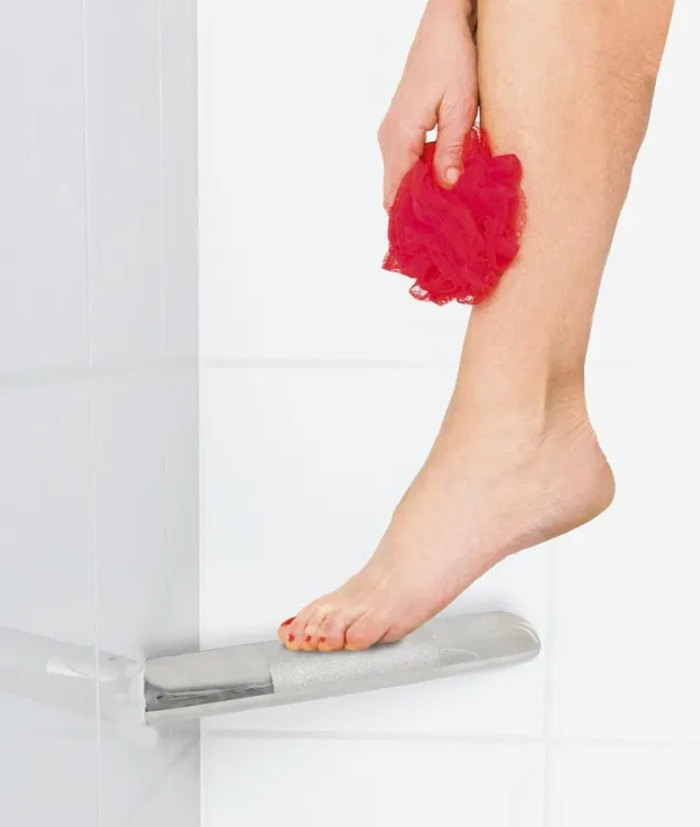 Ścienny podnóżek do golenia, antypoślizg, stal nierdzewna połysk