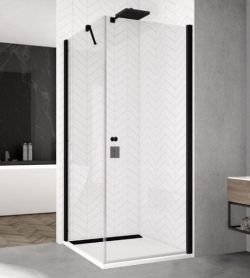 Kabina natryskowa prostokątna 100x70 cm czarny mat SanSwiss Solino Black Line z listwami progowymi w komplecie SOL11000DG0607+SOLT107000607