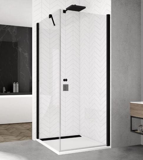 Kabina natryskowa prostokątna 100x70 cm czarny mat SanSwiss Solino Black Line z listwami progowymi w komplecie SOL11000DG0607+SOLT107000607