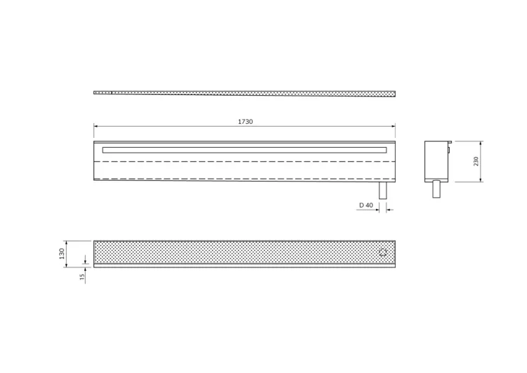 NIX półka wnękowa nad wannę ze stali nierdzewnej, 173 cm