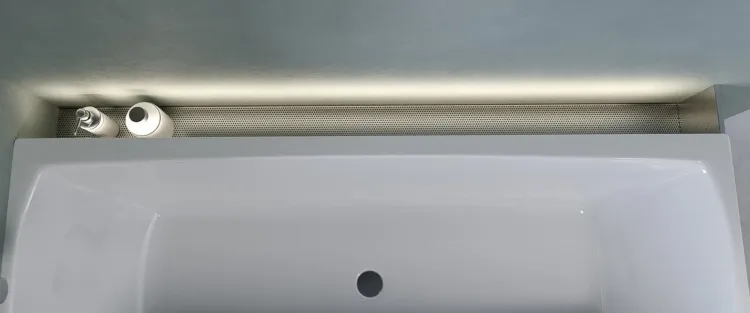 NIX półka wnękowa nad wannę ze stali nierdzewnej, 160 cm, narożna