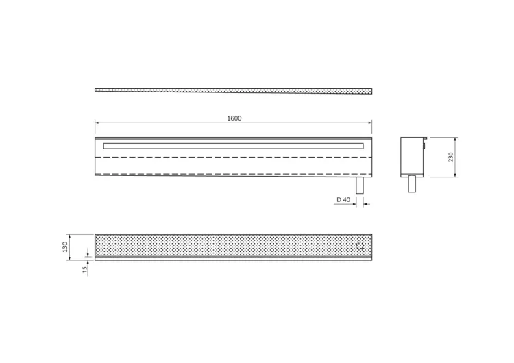 NIX półka wnękowa nad wannę ze stali nierdzewnej, 160 cm, narożna