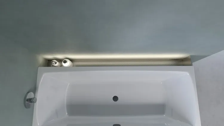 NIX półka wnękowa nad wannę ze stali nierdzewnej, 170 cm, narożna