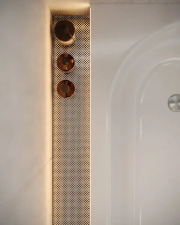 NIX półka wnękowa nad wannę ze stali nierdzewnej, 180 cm, narożna