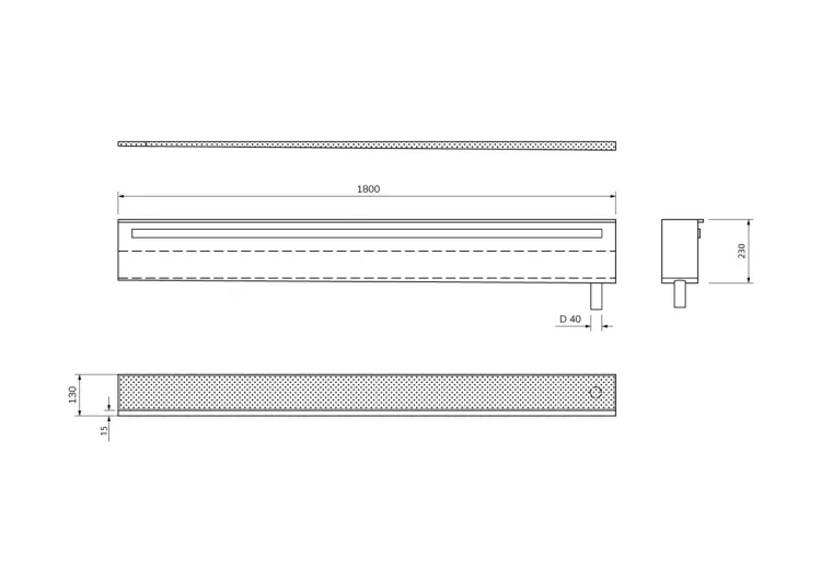 NIX półka wnękowa nad wannę ze stali nierdzewnej, 180 cm, narożna