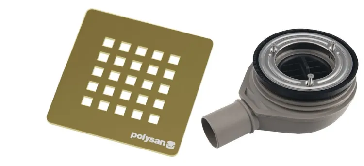 TRENECA syfon do brodzików, średnica 90mm, DN40, maskownica złoto