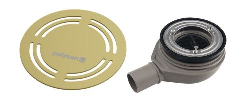 Przejdź do produktu FLEXIA syfon do brodzików, 90mm, DN40, oklagla maskownica złoto