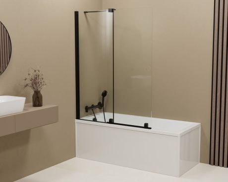 Przejdź do produktu ROLLS BLACK parawan wannowy 1000x1500mm, szkło czyste