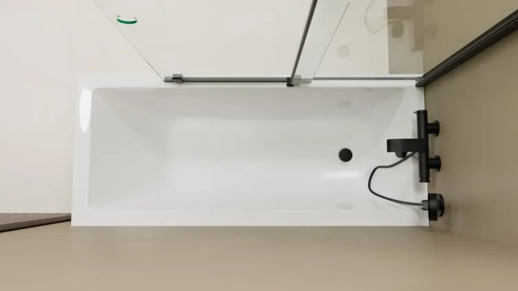 ROLLS BLACK parawan wannowy 1000x1500mm, szkło czyste