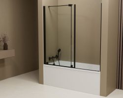 ROLLS BLACK parawan wannowy 1200x1500mm, szkło czyste