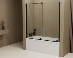 ROLLS BLACK parawan wannowy 1200x1500mm, szkło czyste