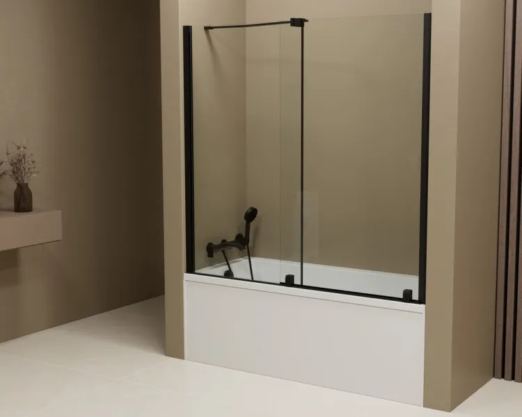 ROLLS BLACK parawan wannowy 1200x1500mm, szkło czyste