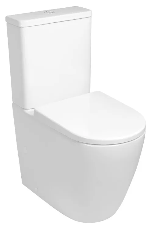 TURKU WC kombi miska, Vortex Rimless, podwyższona siedzisko 64x38cm, odpływ dolny/tylny, biały